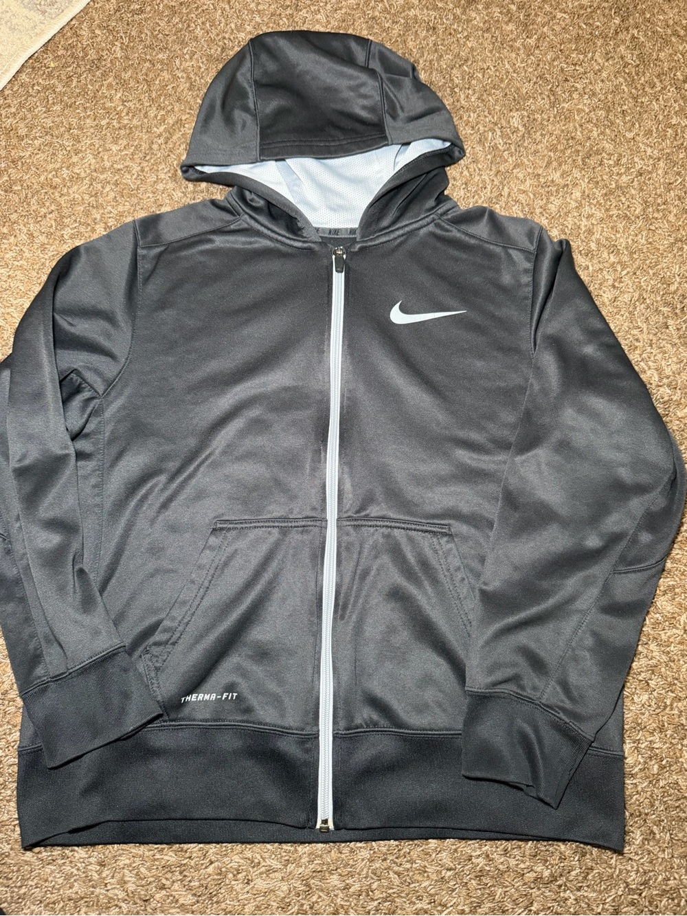 Nike Boys Therma-FIT Full Zip Training Hoodie Black (Youth XL)